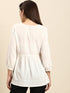 White Rayon Solid Flared Top